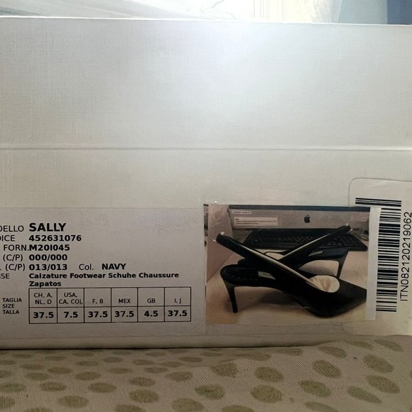 Max Mara Navy Blue Women's Sally Leather Slingback Pumps Size 7.5 - Picture 2 of 5